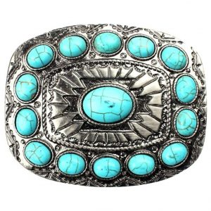 Boucle de Ceinture Western Femme Turquoise