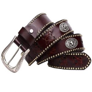 Ceinture Western en Cuir Pleine Fleur