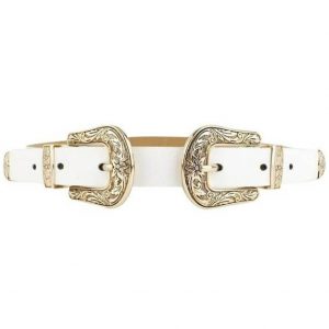 Ceinture Western Double Boucle Blanche