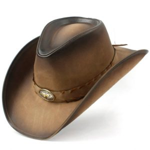 Chapeau de Cowboy en Cuir Homme